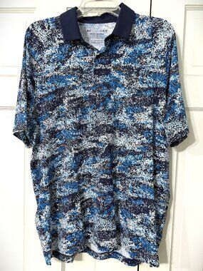 Under Armour ISO-Chill Black/Blue/Gray Polo Loose Fit   Men's size Large NEW